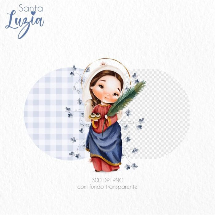 Santa Luzia Kit Digital Santinhos Ilustrações Png Aquarela