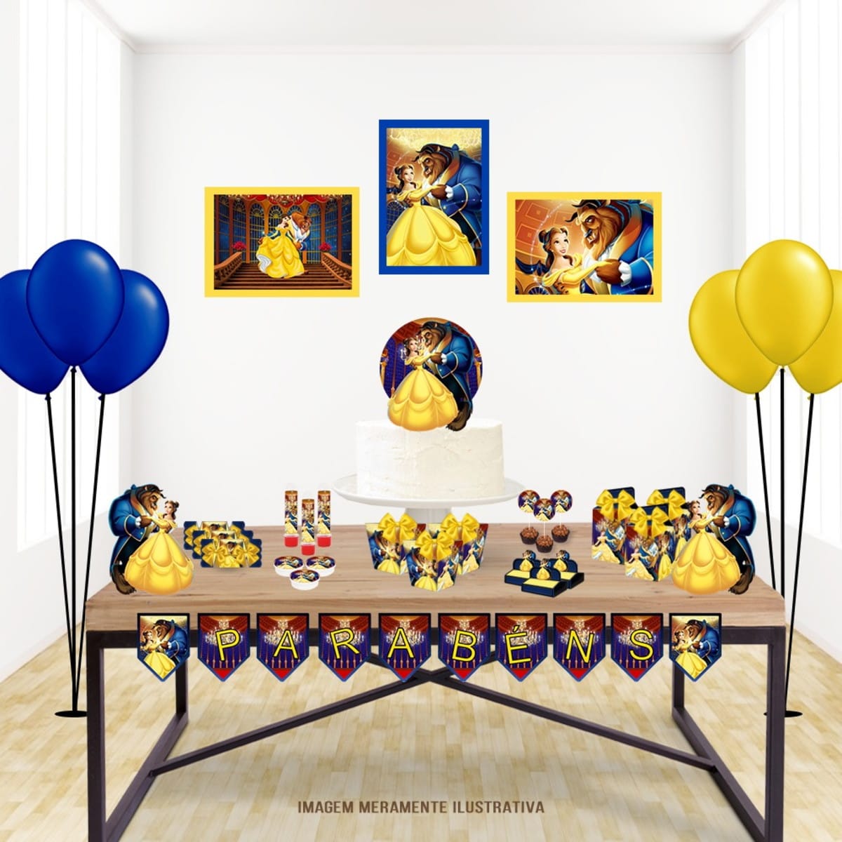 Kit Digital A Bela e a Fera para Festa Infantil 1 Kit Digital A Bela e a Fera para Festa Infantil