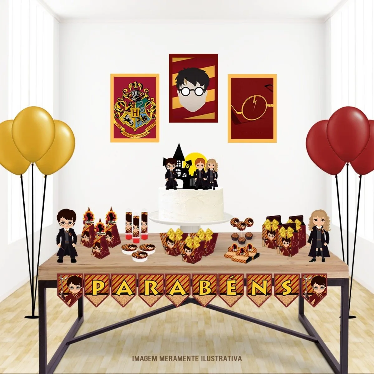 Só um bolinho Harry Potter 1 Kit decorativo de mesa com tema festivo de escola de magia e bruxaria.