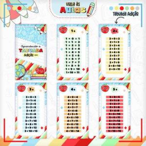 Tabuada Escolar Infantil Menina e Menino PNG e PDF 10 tabuada escolar menina e menino arquivo digital