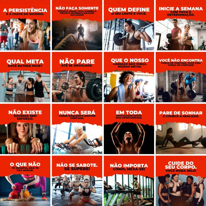 Templates Canva Academia Personal Trainer 200 Artes Editáveis + Legendas