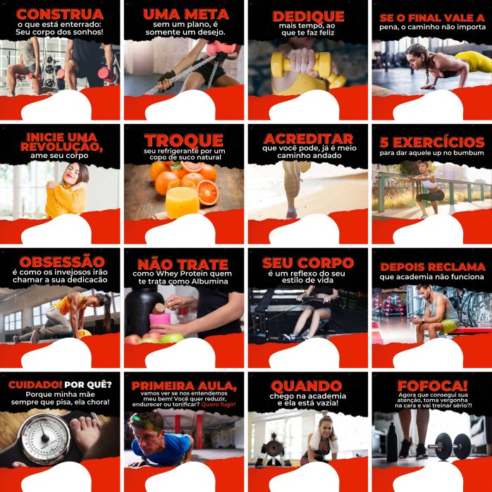 Templates Canva Academia Personal Trainer 200 Artes Editáveis + Legendas