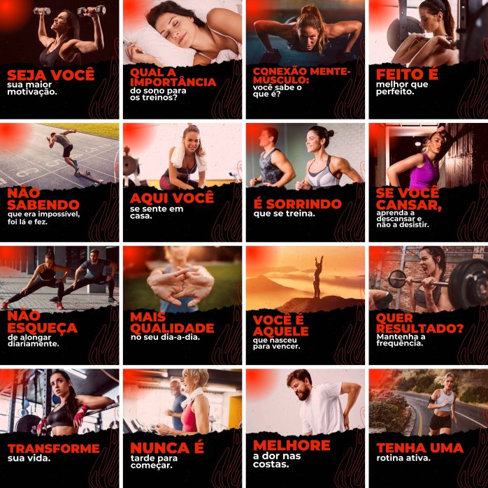 Templates Canva Academia Personal Trainer 200 Artes Editáveis + Legendas