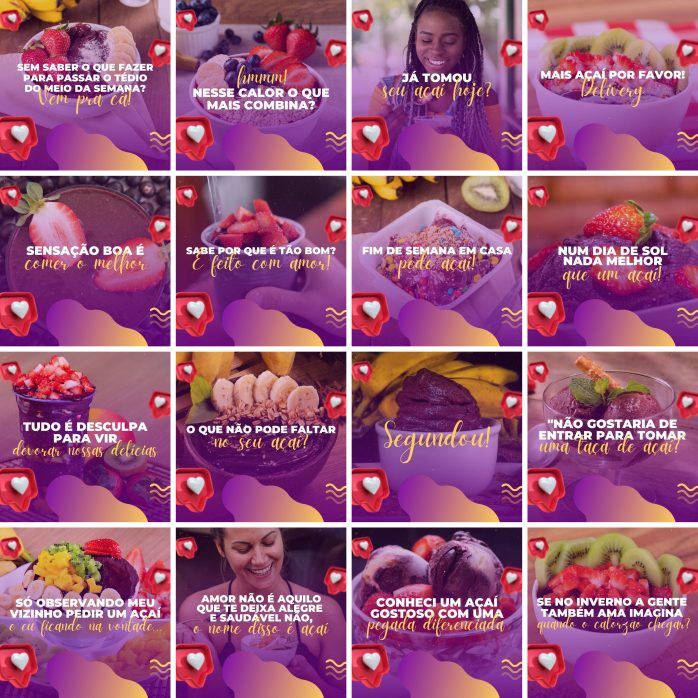 Templates Canva Açaí 200 Artes Editáveis + Legendas