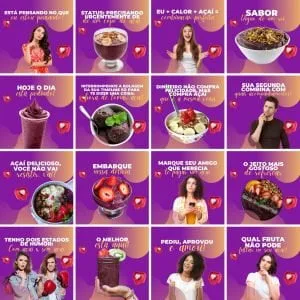 Templates Canva Açaí 200 Artes Editáveis + Legendas 5 Templates Canva Açaí 200 Artes Editáveis + Legendas