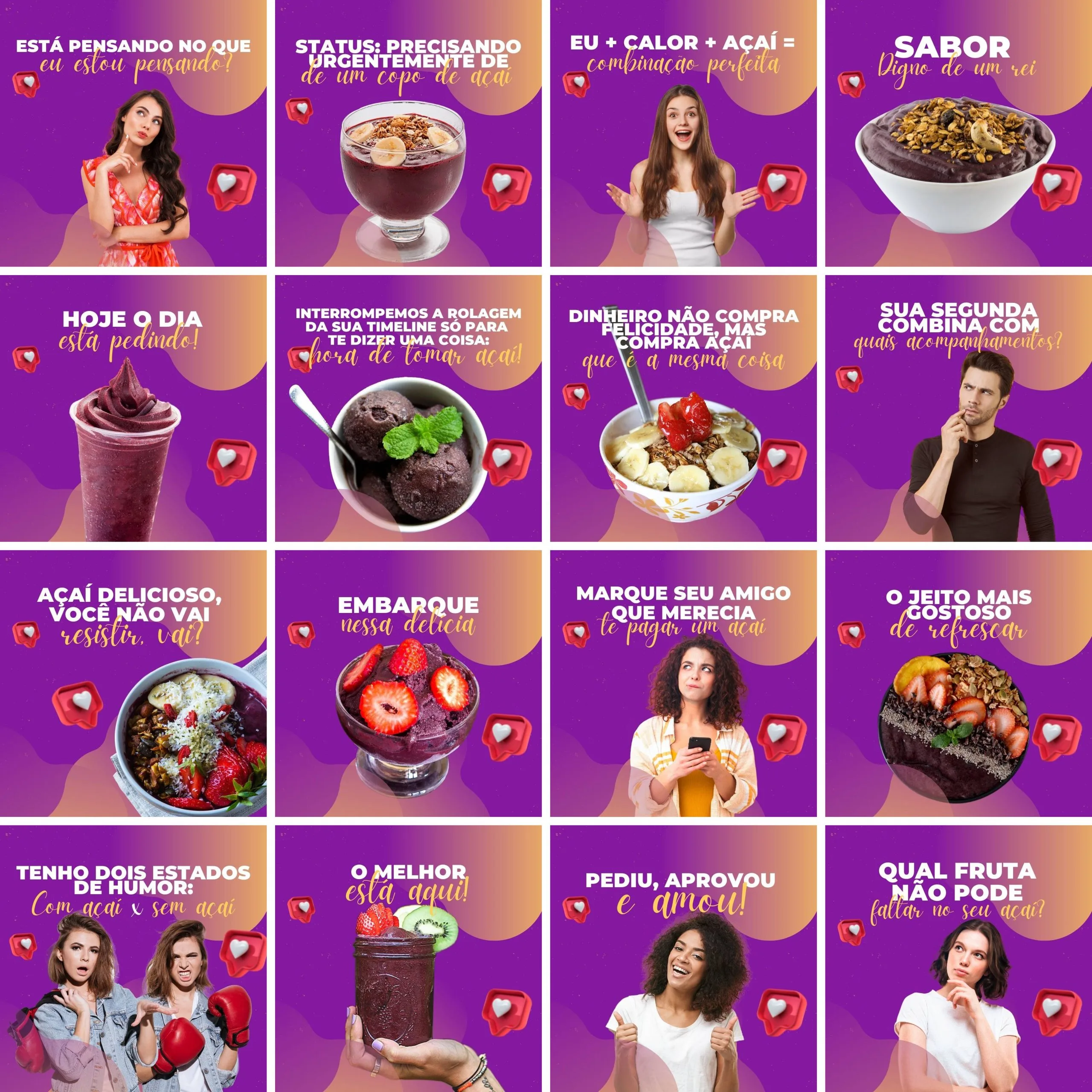 Templates Canva Açaí 200 Artes Editáveis + Legendas 1 Templates Canva Açaí 200 Artes Editáveis + Legendas