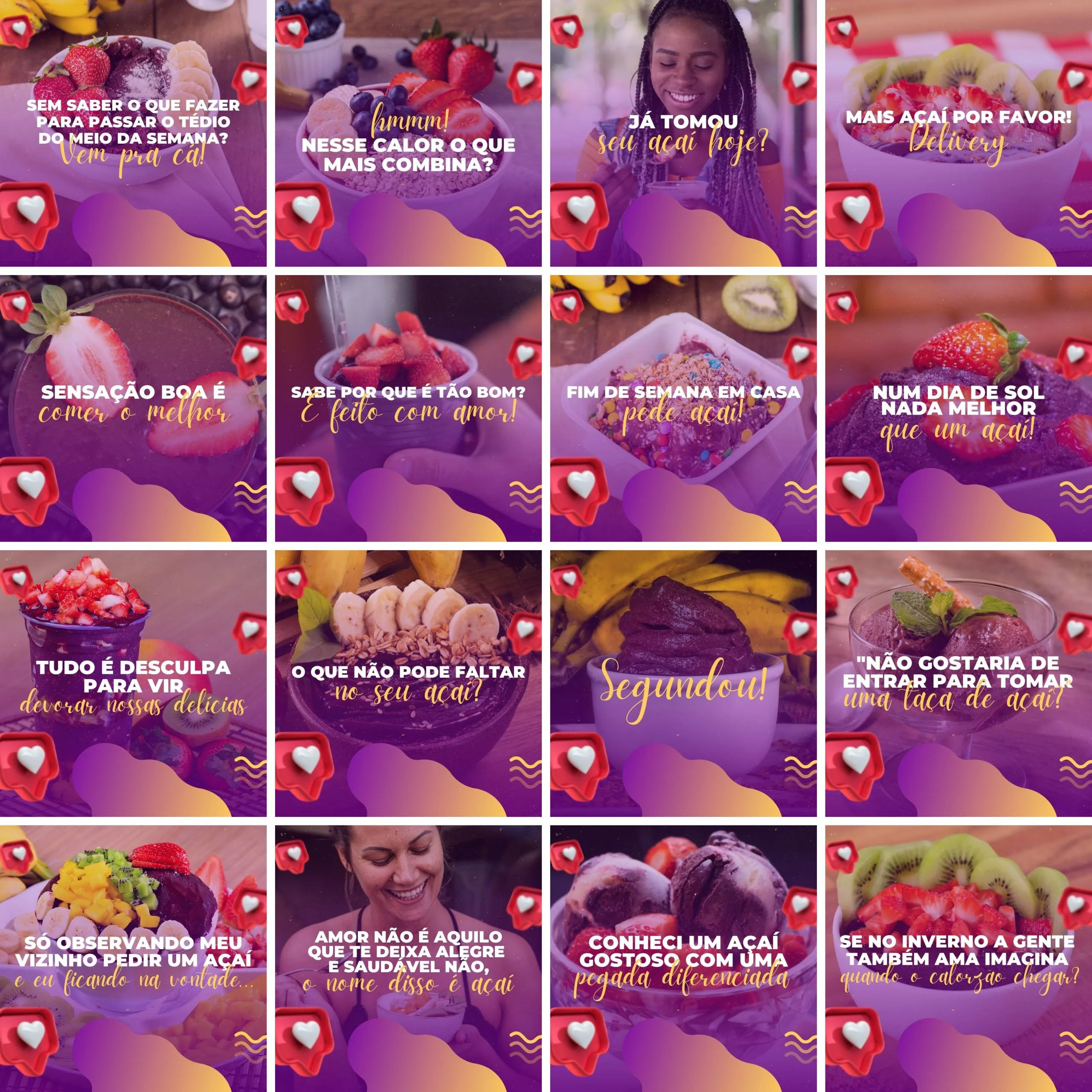 Templates Canva Açaí 200 Artes Editáveis + Legendas 7 Templates Canva Açaí 200 Artes Editáveis + Legendas
