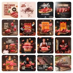 Templates Canva Açougue 40 Artes Editáveis + Bônus 9 Templates Canva Açougue 40 Artes Editáveis + Bônus