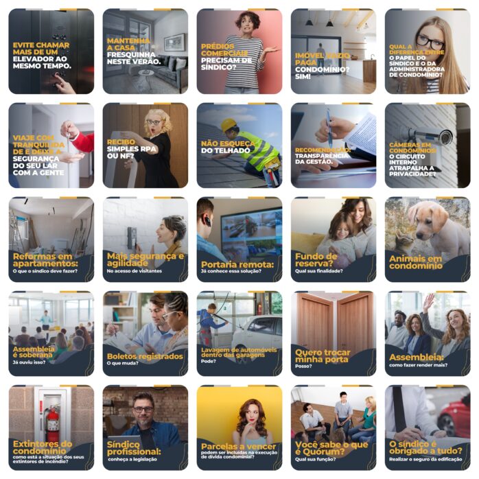 Templates Canva Administração de Condomínios 200 Artes Editáveis + Legendas