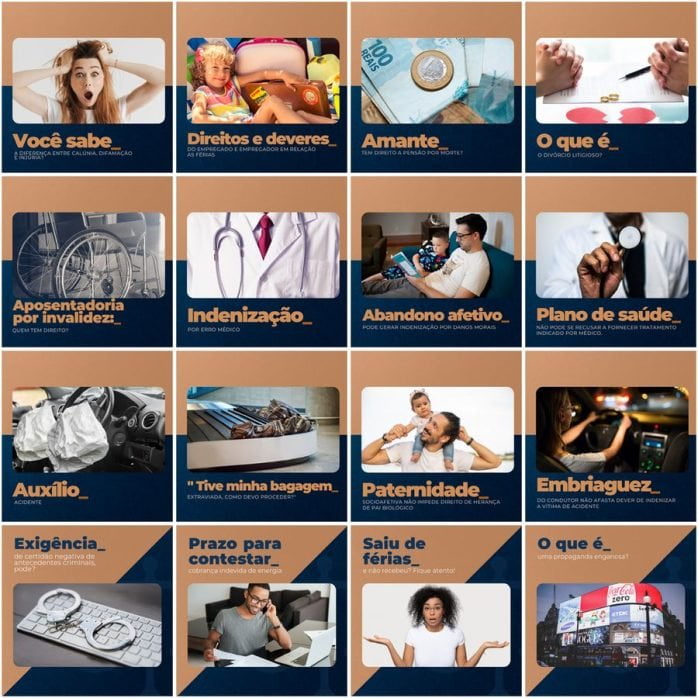 Templates Canva Advogado Advocacia 200 Artes Editáveis + Legendas