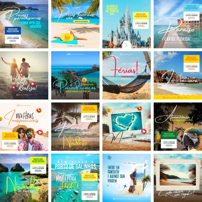 Templates Canva Agência de Turismo 35 Artes Editáveis + Bônus