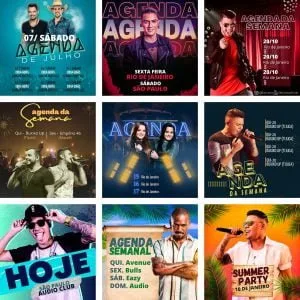 Templates Canva Agendas Eventos Shows 3.0 10 Artes Editáveis + Bônus