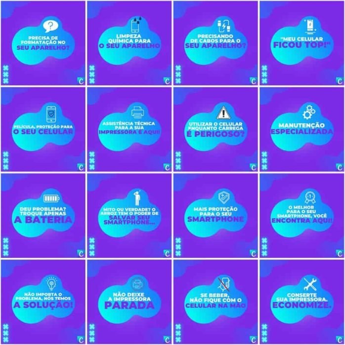 Templates Canva Assistência Técnica Celular 200 Artes Editáveis + Legendas