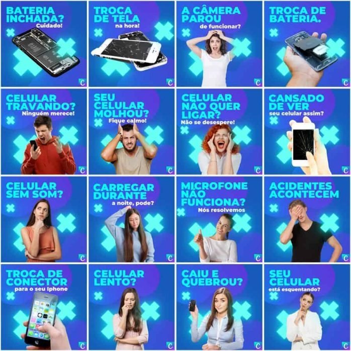 Templates Canva Assistência Técnica Celular 200 Artes Editáveis + Legendas