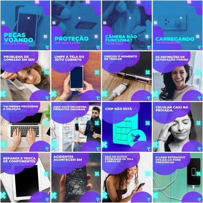 Templates Canva Assistência Técnica Celular 200 Artes Editáveis + Legendas
