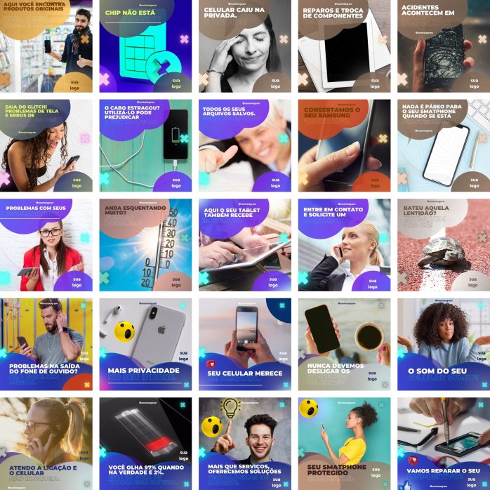 Templates Canva Assistência Técnica de Celular 3.0 100 Artes Editáveis + Bônus