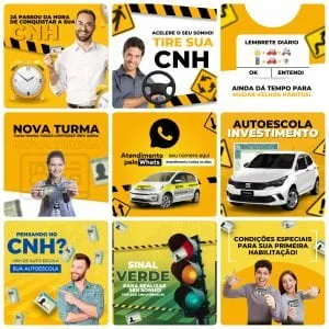 Templates Canva Auto Escola 26 Artes Editáveis + Bônus
