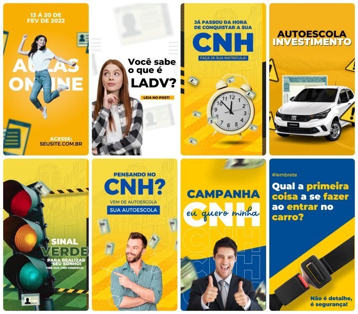 Templates Canva Auto Escola 27 Artes Editáveis Storie + Bônus