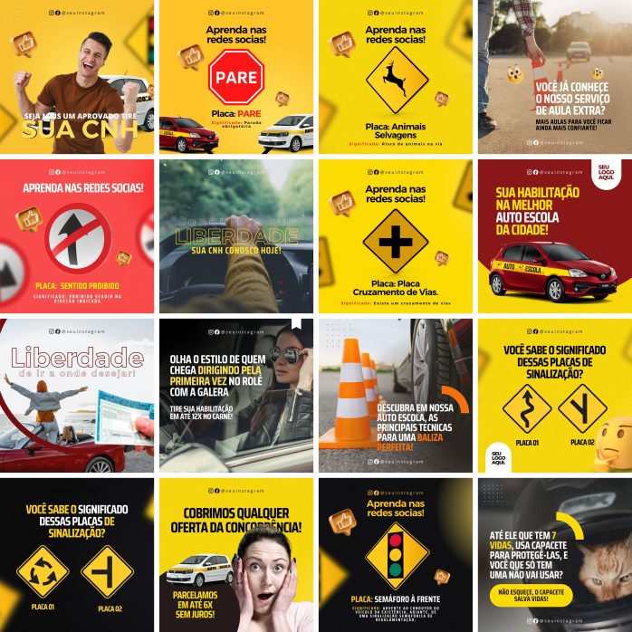 Templates Canva Auto Escola 30 Artes Editáveis + Bônus