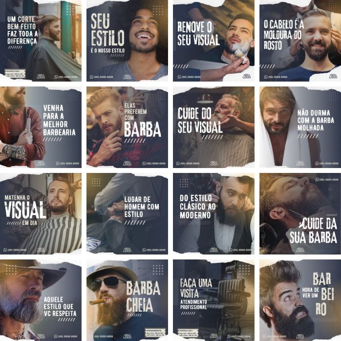 Templates Canva Barbearia Cabelereiro 30 Artes Editáveis + Bônus