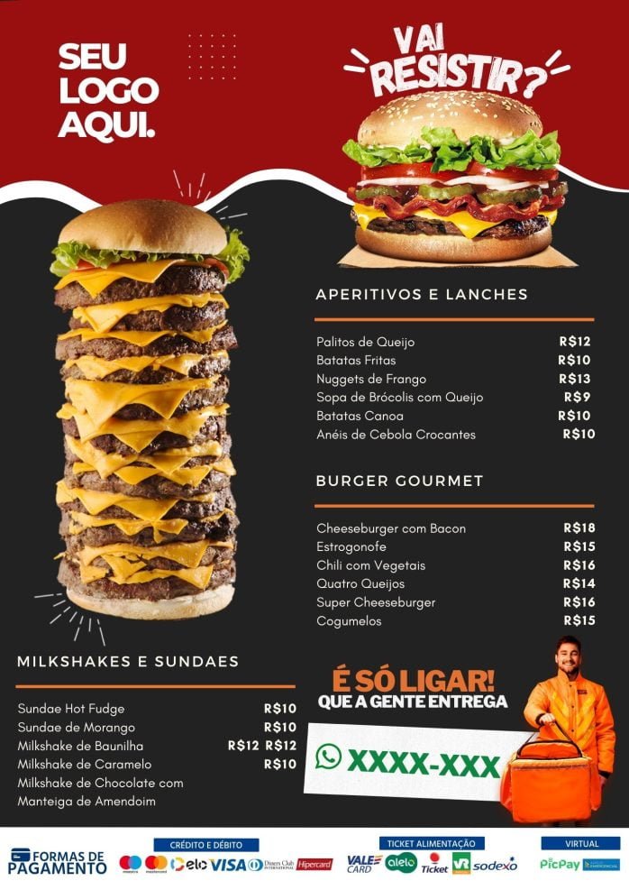 Templates Canva Cardápios Menus 10 Artes + Bônus
