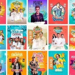 Templates Canva Carnaval 24 Artes Editáveis + Bônus