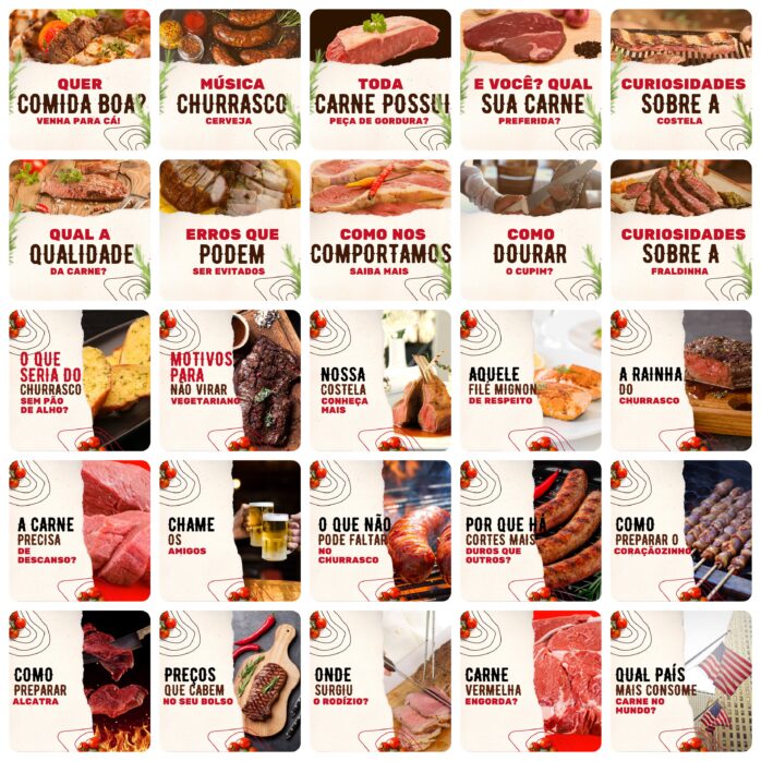 Templates Canva Churrascaria 200 Artes Editáveis + Legendas