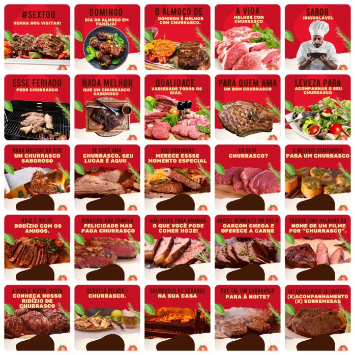 Templates Canva Churrascaria 200 Artes Editáveis + Legendas