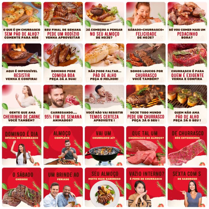 Templates Canva Churrascaria 200 Artes Editáveis + Legendas