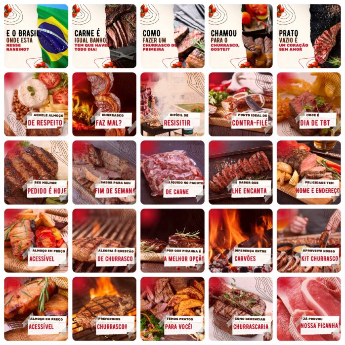 Templates Canva Churrascaria 200 Artes Editáveis + Legendas