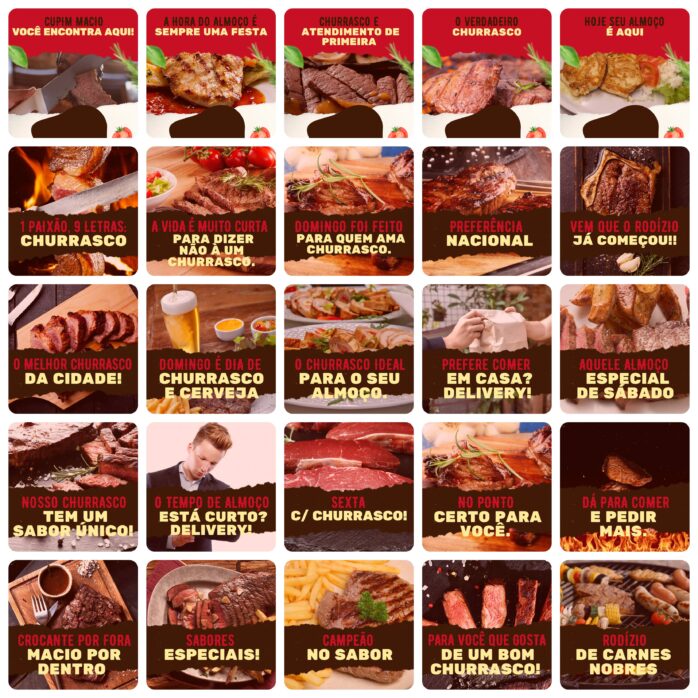 Templates Canva Churrascaria 200 Artes Editáveis + Legendas