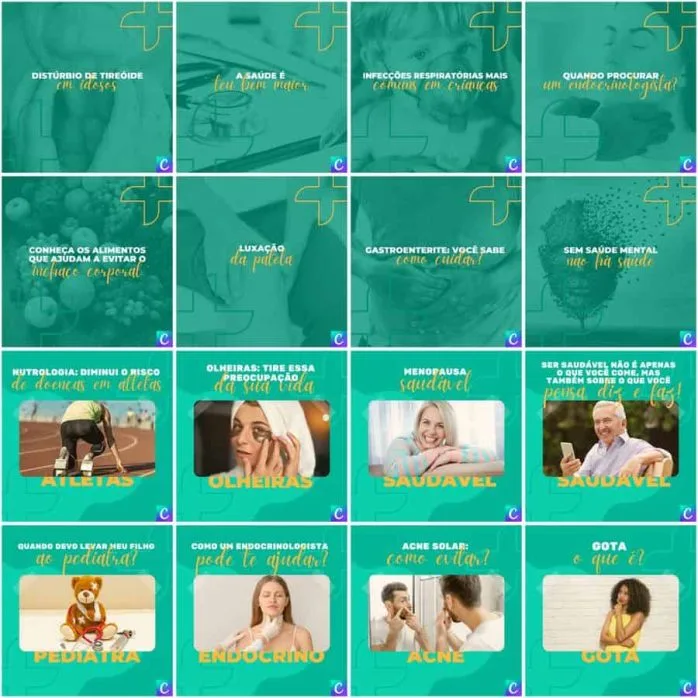 Templates Canva Clinicas Medica 200 Artes Editáveis + Legendas