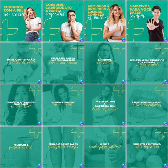 Templates Canva Clinicas Medica 200 Artes Editáveis + Legendas