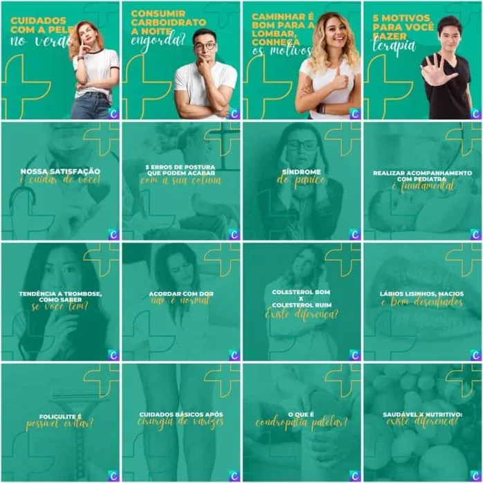 Templates Canva Clinicas Medica 200 Artes Editáveis + Legendas