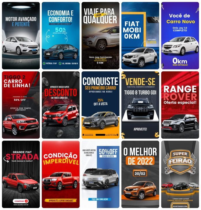 Templates Canva Concessionária 25 Artes Editáveis Storie + Bônus