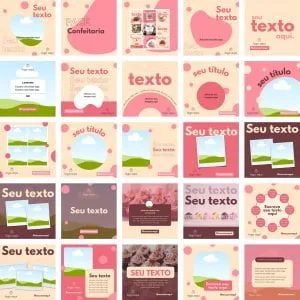 Templates Canva Confeiteira Bolos 24 Artes Editáveis + Bônus