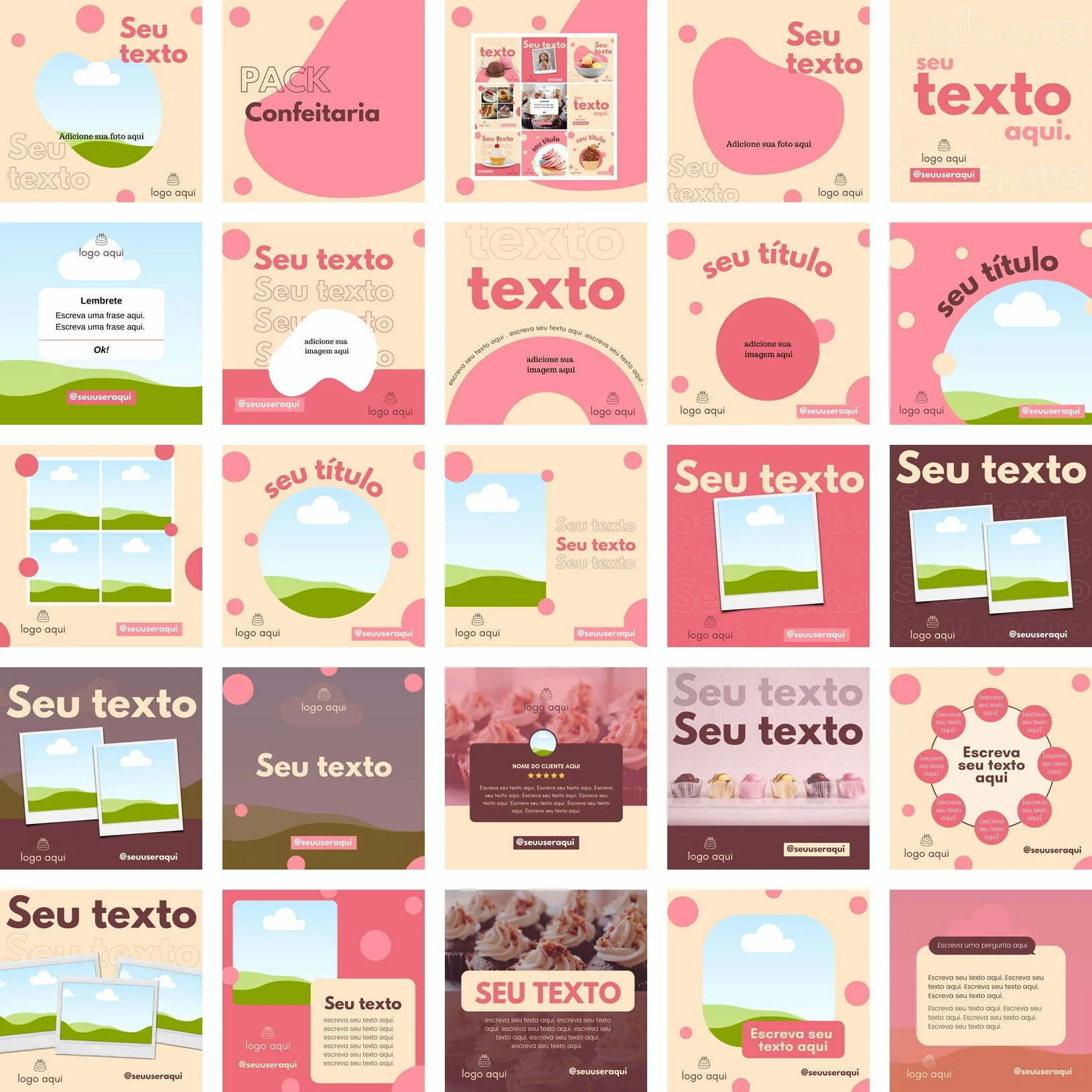 Templates Canva Confeiteira Bolos 24 Artes Editáveis + Bônus 1 Templates Canva Confeiteira Bolos 24 Artes Editáveis + Bônus