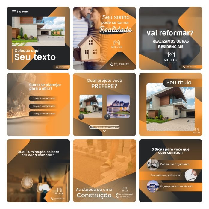 Templates Canva Construtora 30 Artes Editáveis + Bônus