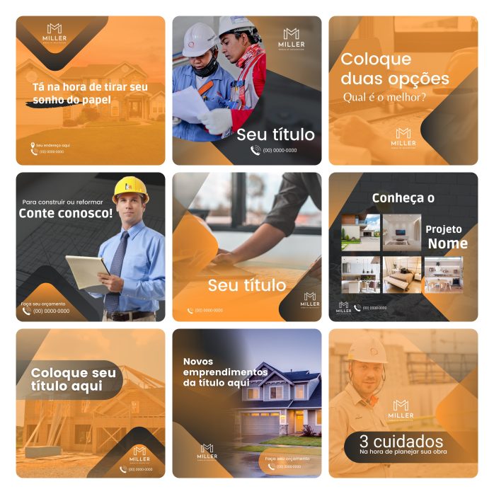 Templates Canva Construtora 30 Artes Editáveis + Bônus