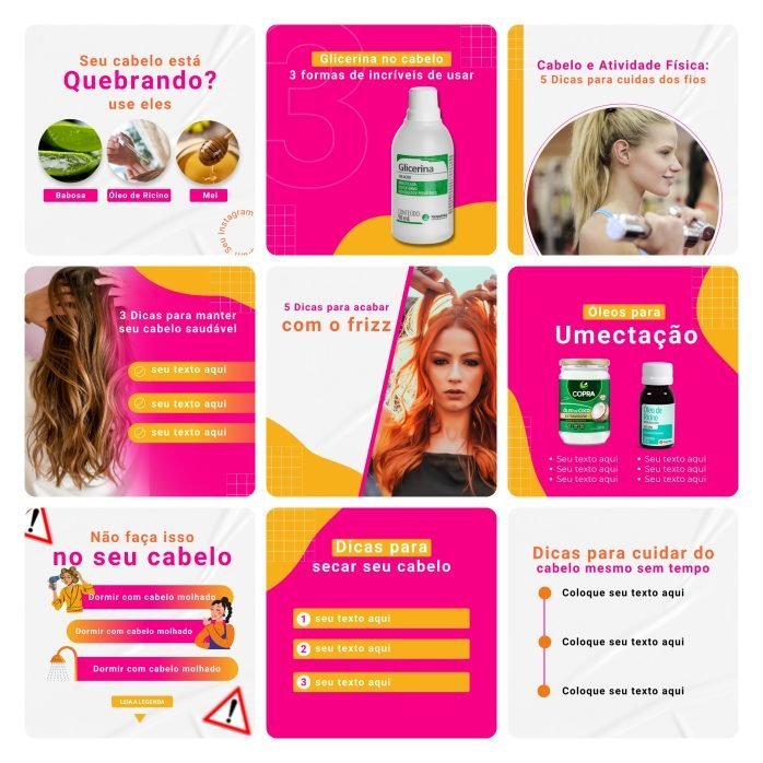 Templates Canva Consultora Capilar Cabelo 30 Artes Editáveis + Bônus