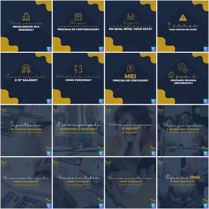 Templates Canva Contabilidade 200 Artes Editáveis + Legendas