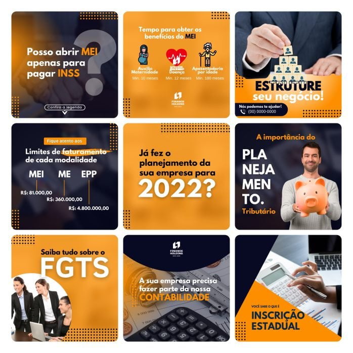 Templates Canva Contabilidade 30 Artes Editáveis + Bônus