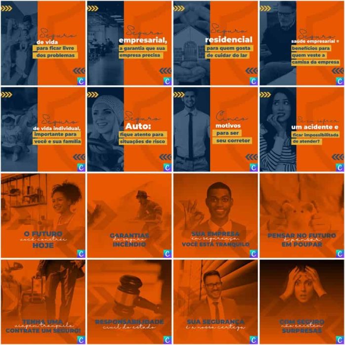 Templates Canva Corretora de Seguros 200 Artes Editáveis + Legendas