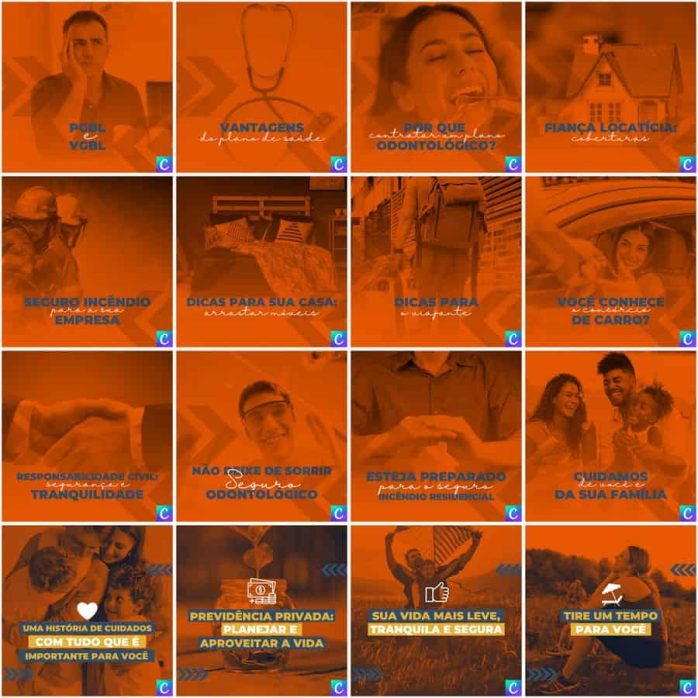 Templates Canva Corretora de Seguros 200 Artes Editáveis + Legendas