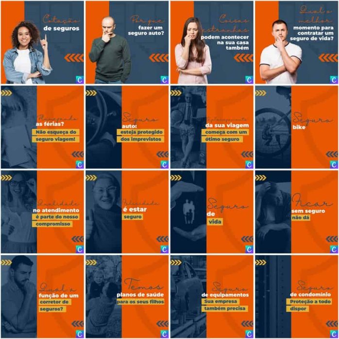Templates Canva Corretora de Seguros 200 Artes Editáveis + Legendas