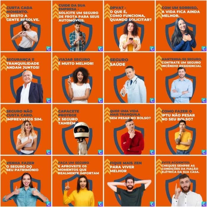 Templates Canva Corretora de Seguros 200 Artes Editáveis + Legendas