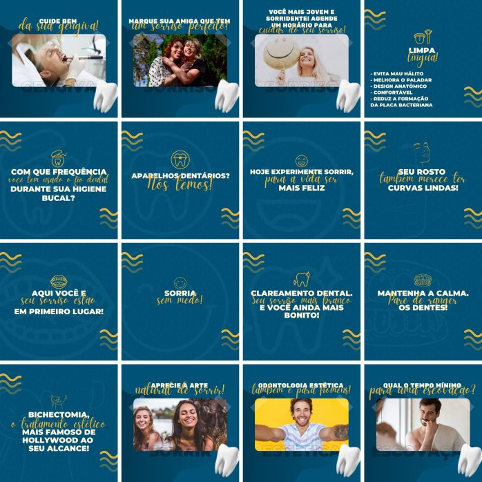 Templates Canva Dentista Odonto 200 Artes Editáveis + Legendas
