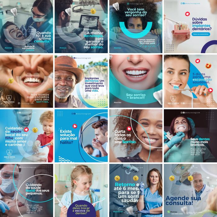 Templates Canva Dentista Odonto 90 Artes Editáveis + Bônus
