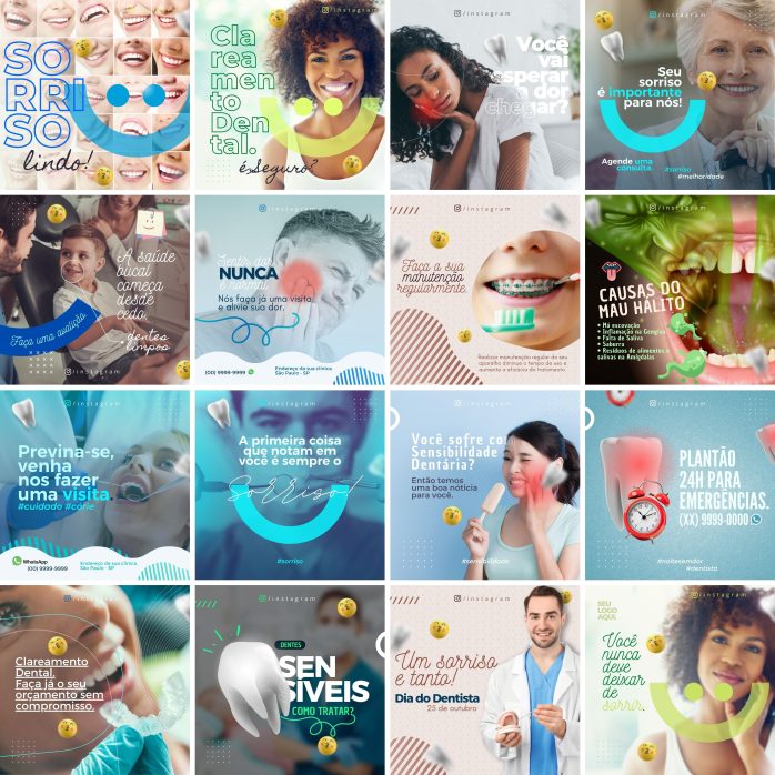 Templates Canva Dentista Odonto 90 Artes Editáveis + Bônus