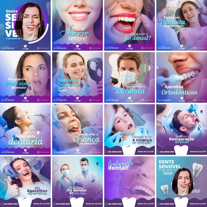 Templates Canva Dentista Odonto 90 Artes Editáveis + Bônus
